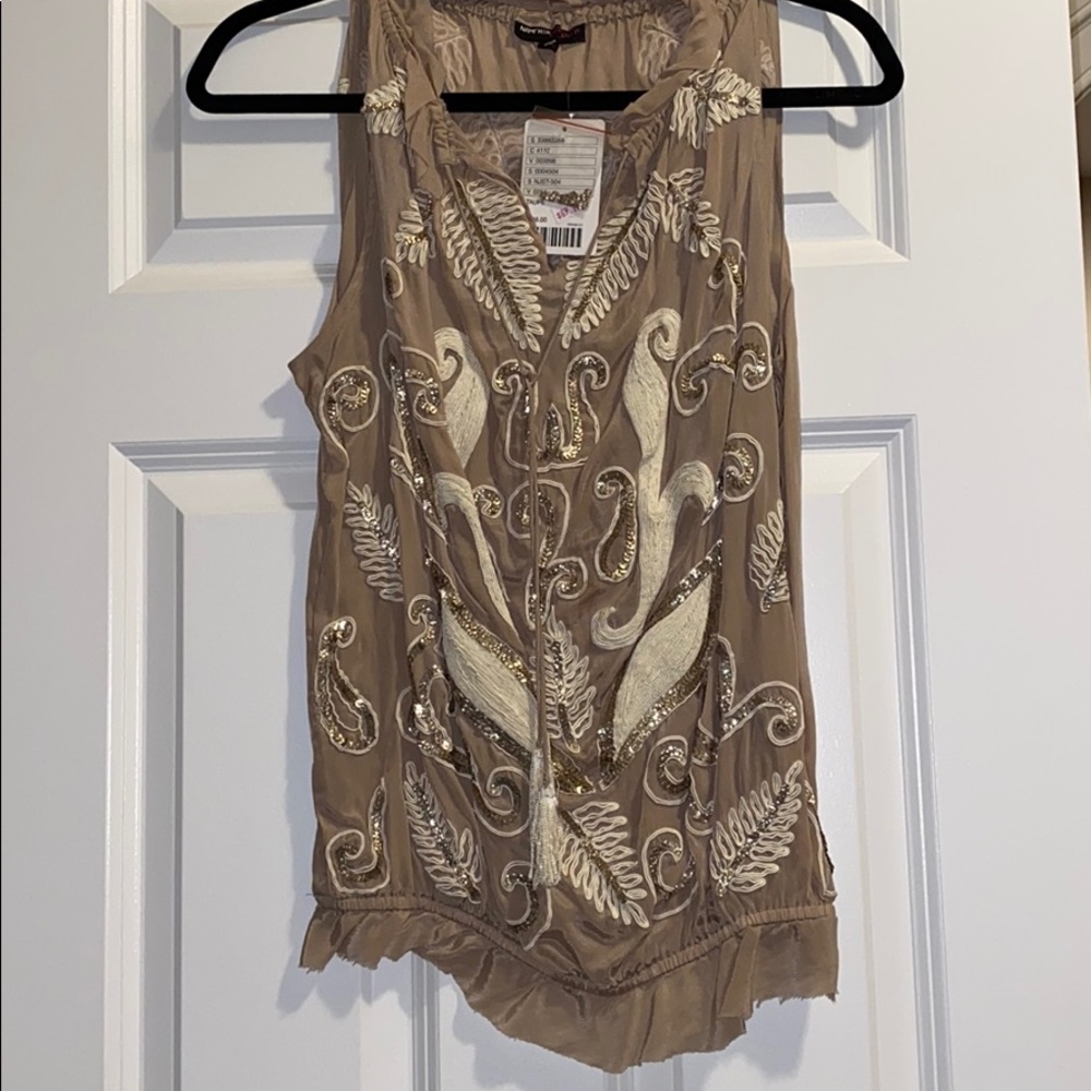 Anthropologie Hand beaded silk blouse